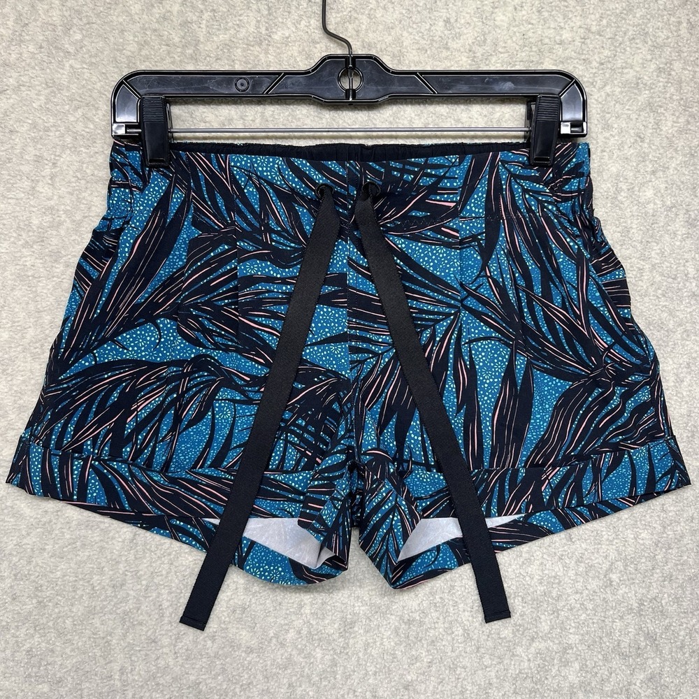 Lululemon Hotty Hot Shorts Womens Size 6 Blue Tropical Palm Print Running
